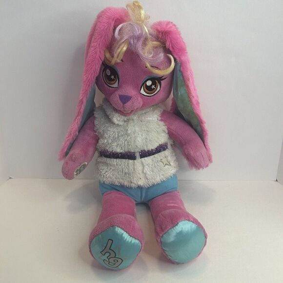 Build A Bear Honey Girl HG Risa Pink Rock Star Bunny Rabbit 20" BABW Read - Picture 1 of 7